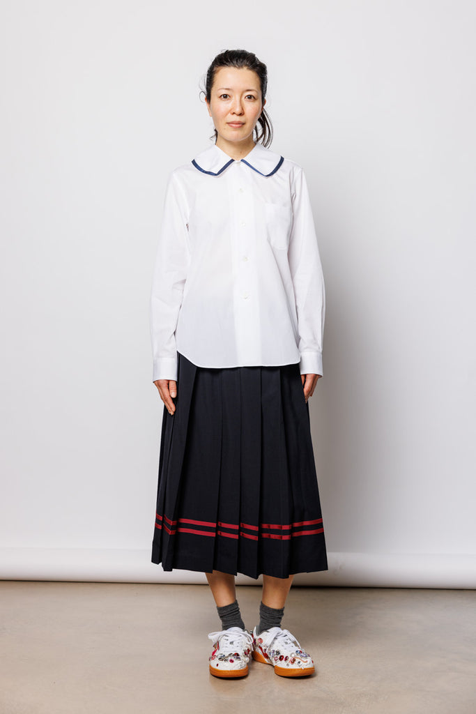 Contrast Trimmed Shirt - White/Navy