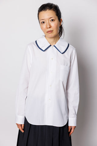 Contrast Trimmed Shirt - White/Navy