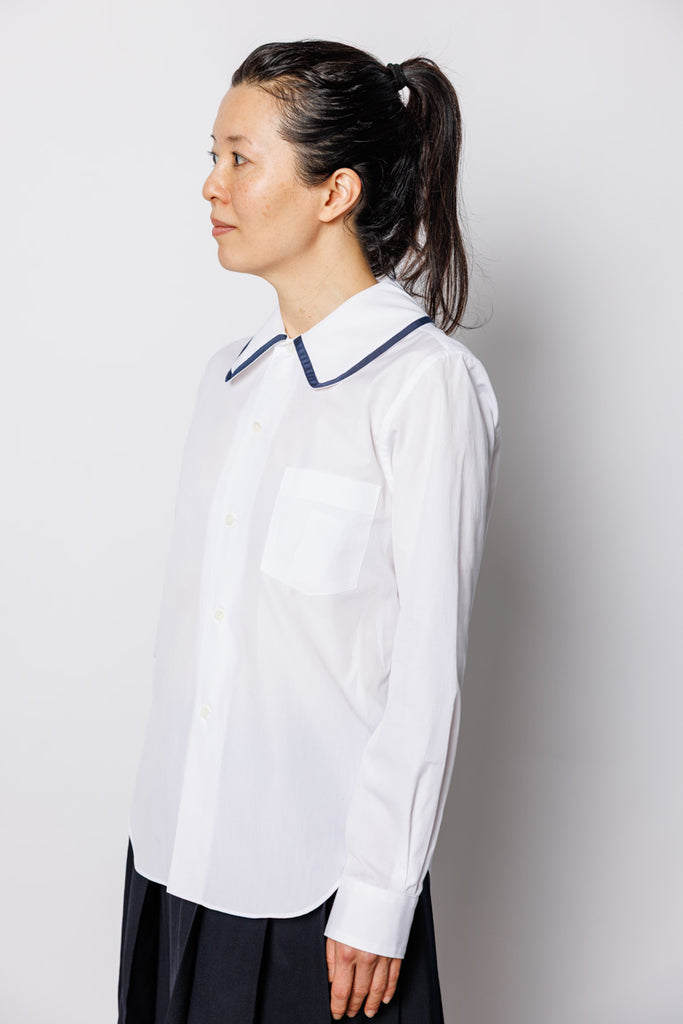 Contrast Trimmed Shirt - White/Navy