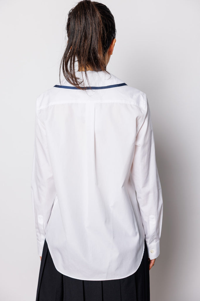 Contrast Trimmed Shirt - White/Navy