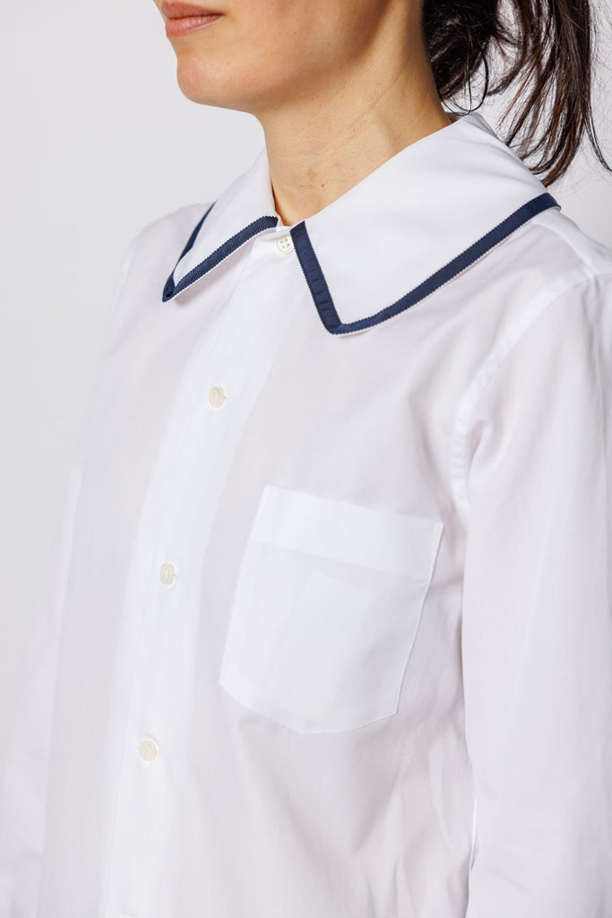 Contrast Trimmed Shirt - White/Navy