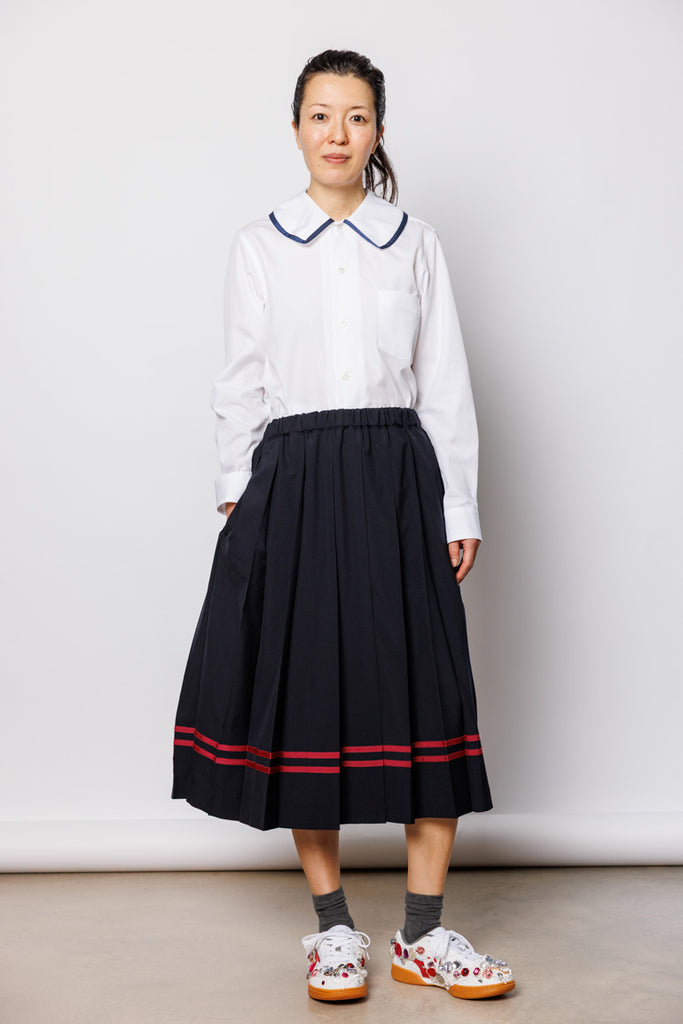 Contrast Trimmed Shirt - White/Navy