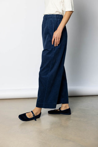 Cord Barrel Leg Trousers - Denim Blue