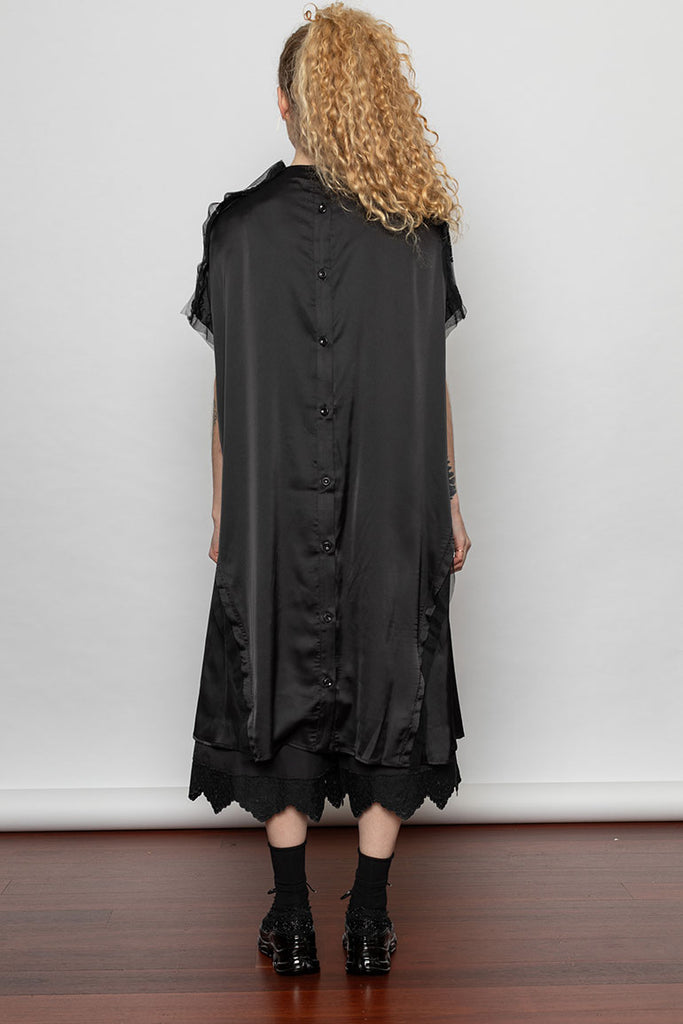 Corded Lace T-Shirt Dress - Black