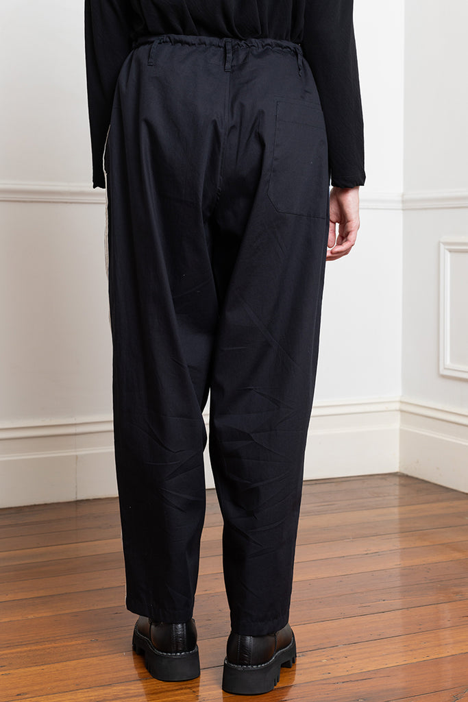 Cotton Broadcloth Stitch Pants - Black