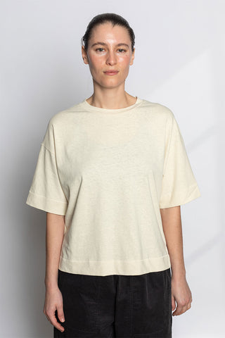 Cotton Hemp Boxy Tee - Ecru