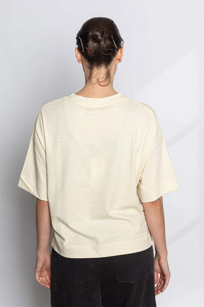Cotton Hemp Boxy Tee - Ecru