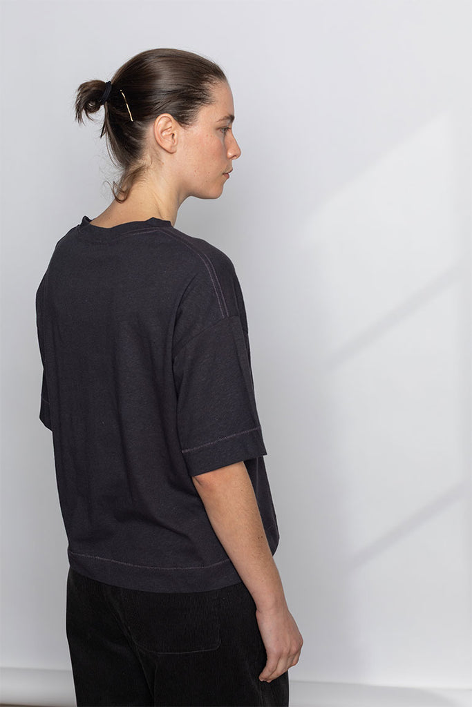 Cotton Hemp Boxy Tee - Slate