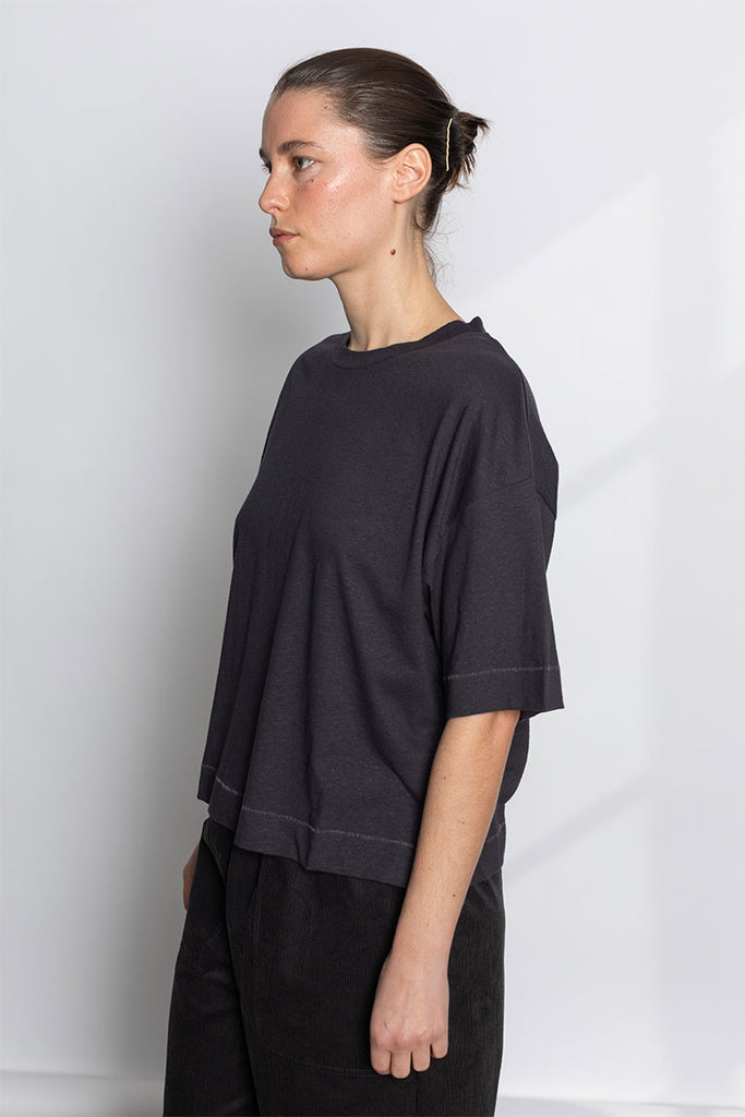 Cotton Hemp Boxy Tee - Slate