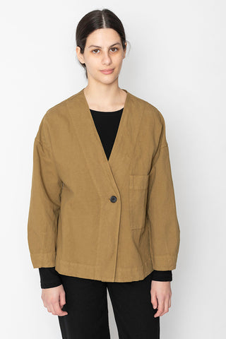 Cotton Linen Canvas Wrap Jacket - Golden Sand