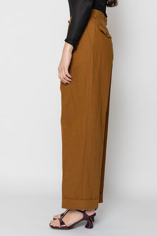 Cotton Linen Partan Pants - Umber