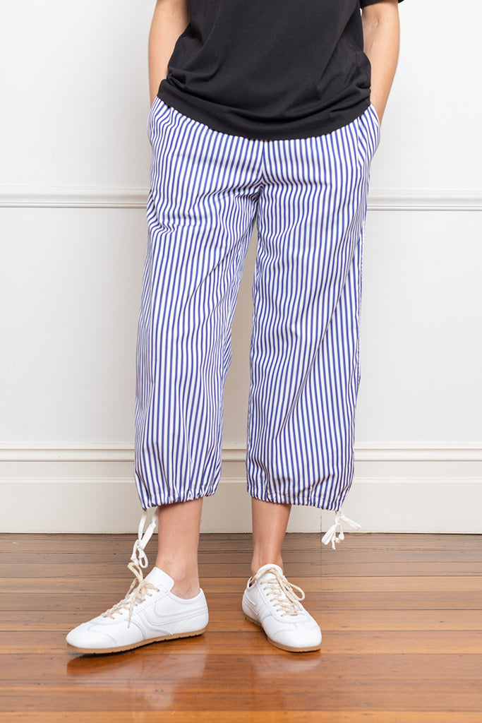 Cotton Stripe Pants - Navy/White