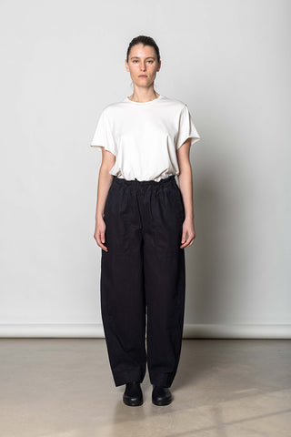 Cotton Twill Pull On Trousers - Blue Black