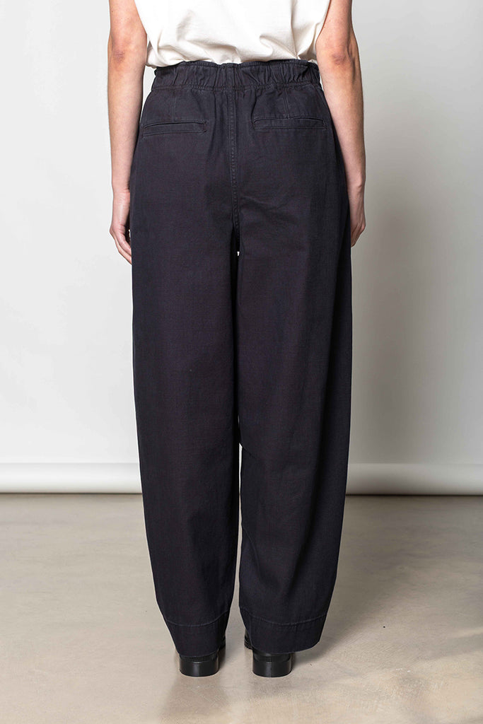 Cotton Twill Pull On Trousers - Blue Black