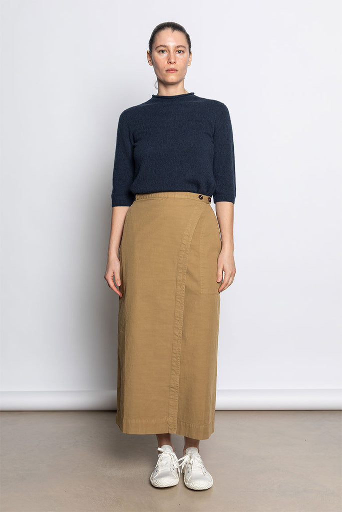 Cotton Wrap Straight Skirt - Warm Sand