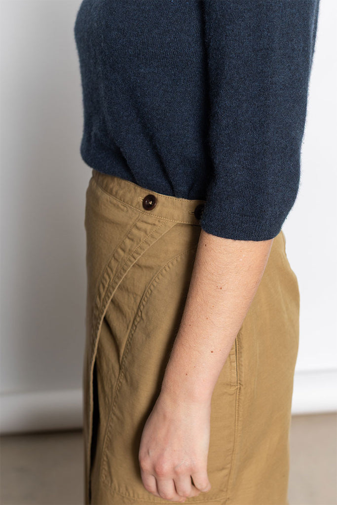Cotton Wrap Straight Skirt - Warm Sand