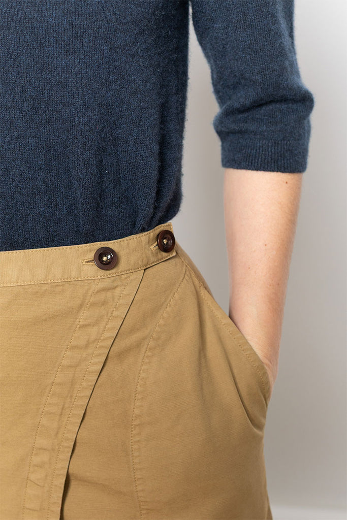 Cotton Wrap Straight Skirt - Warm Sand