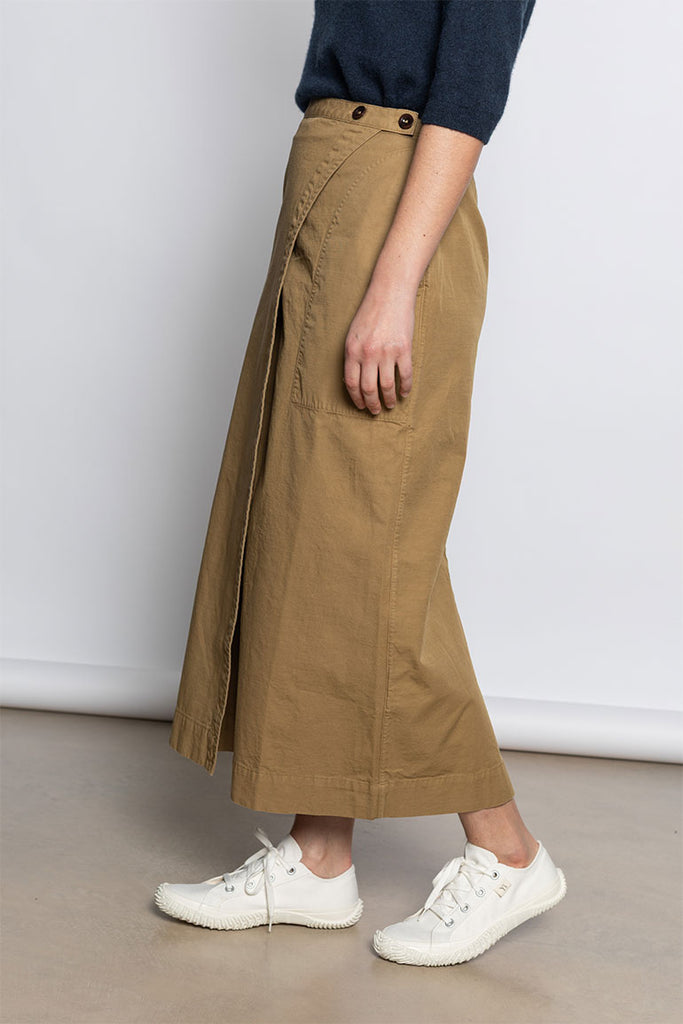 Cotton Wrap Straight Skirt - Warm Sand