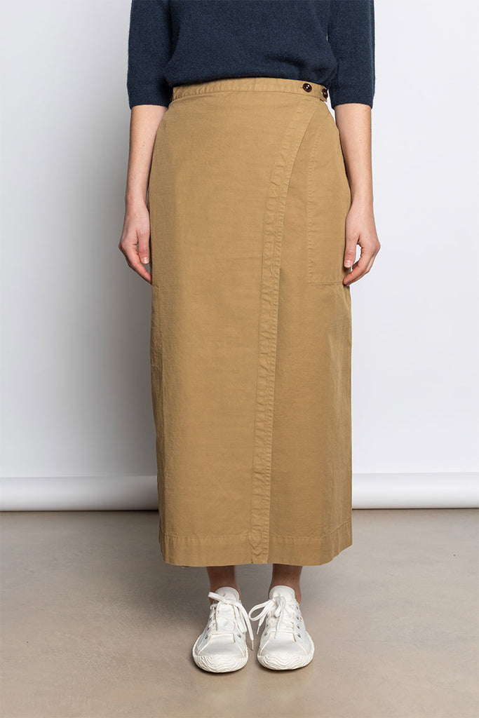 Cotton Wrap Straight Skirt - Warm Sand
