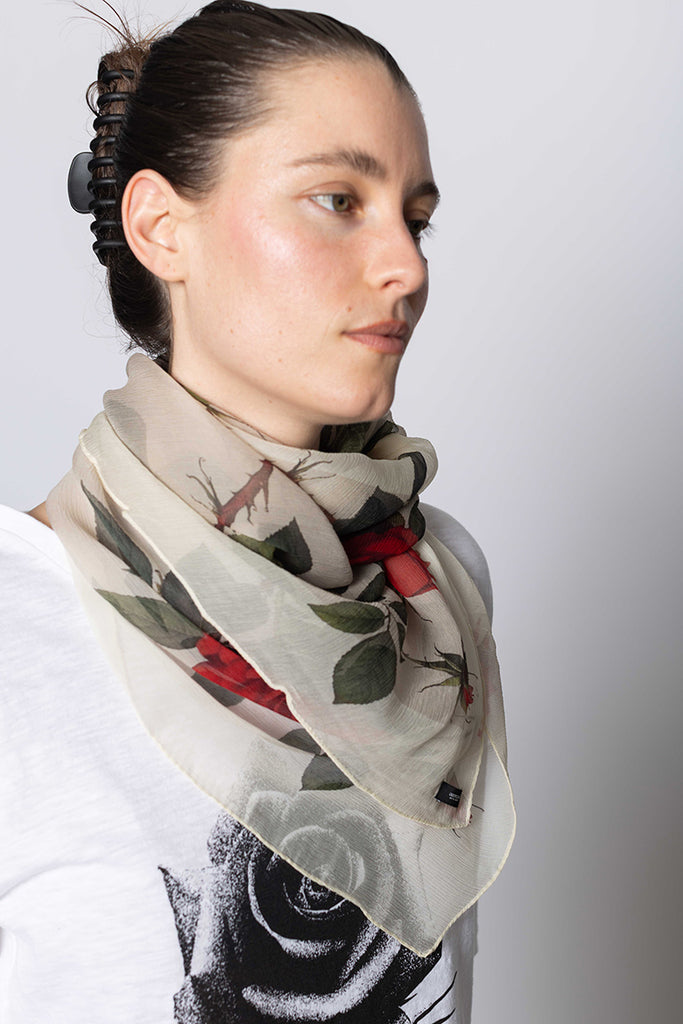 Crepe Silk Scarf - Roses