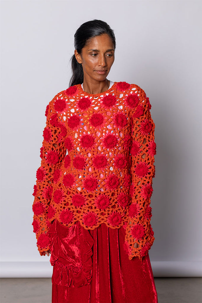 Crochet Sweater - Red