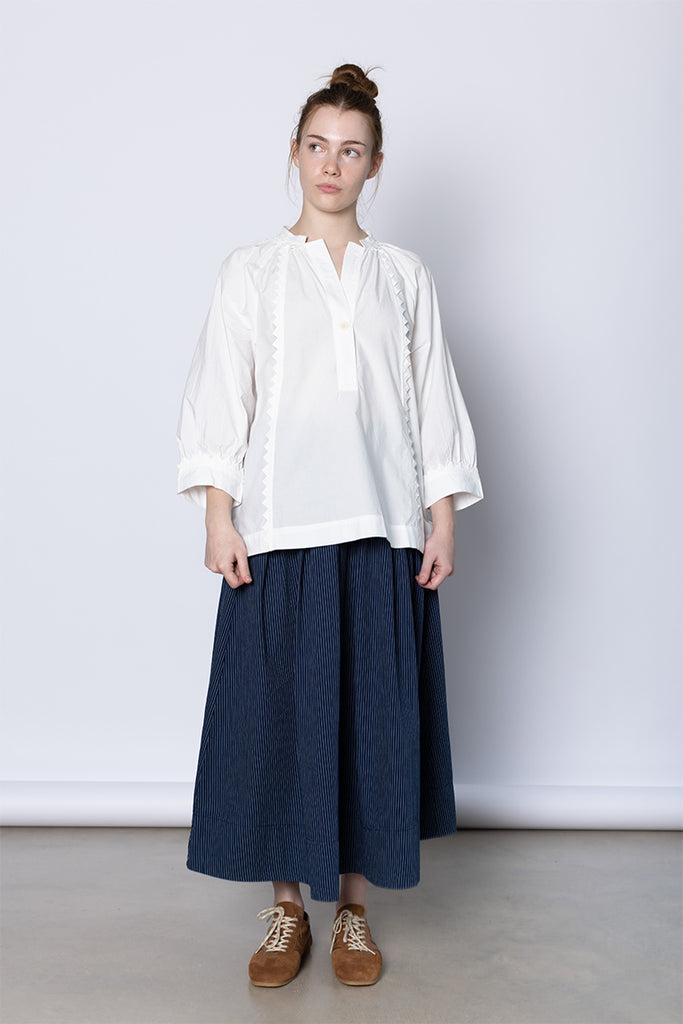 Crockery Edge Cotton Poplin Top - Paper White