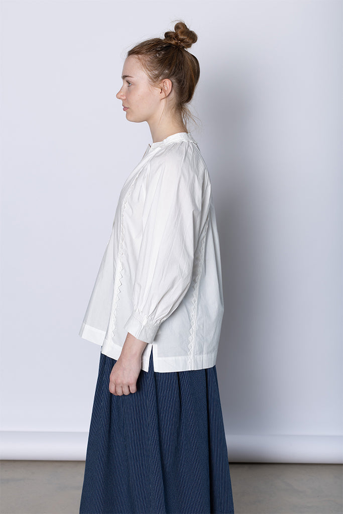 Crockery Edge Cotton Poplin Top - Paper White