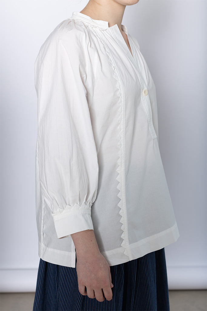 Crockery Edge Cotton Poplin Top - Paper White