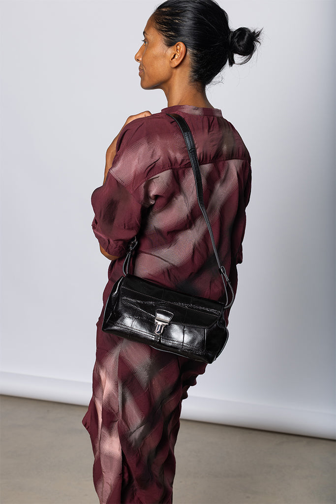 Crocodile Embossed Soft Small Gear Bag - Espresso