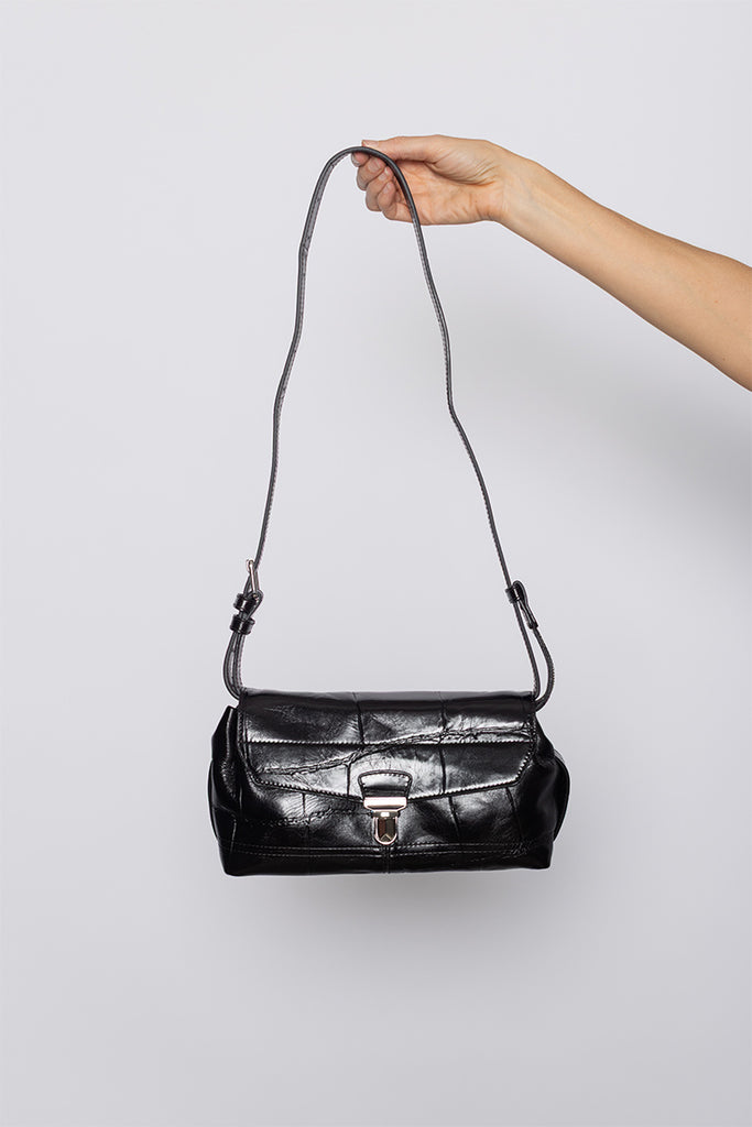 Crocodile Embossed Soft Small Gear Bag - Espresso