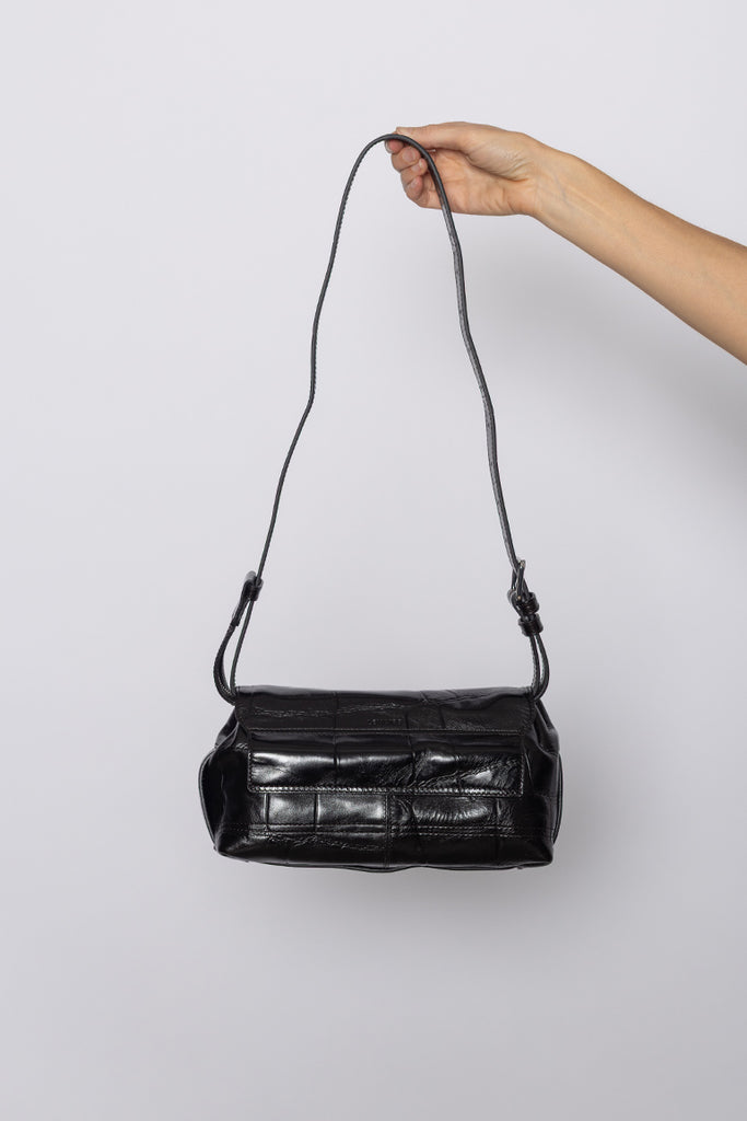 Crocodile Embossed Soft Small Gear Bag - Espresso