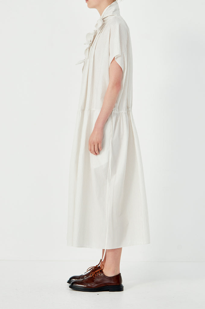 Drop Sleeve Painters Dress - Ecru/ Rust