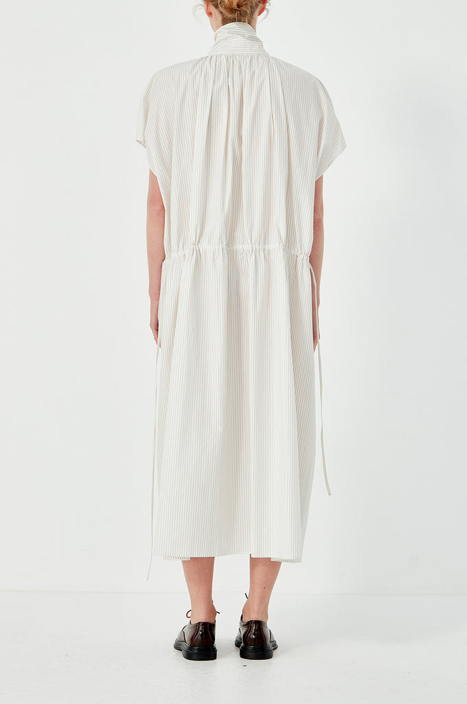 Drop Sleeve Painters Dress - Ecru/ Rust