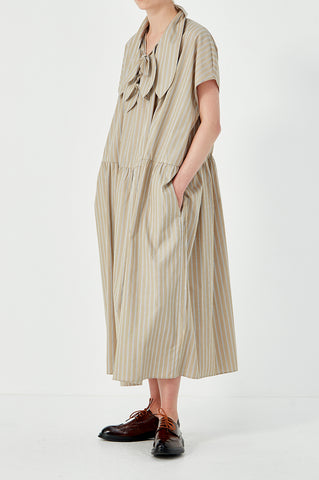 Drop Sleeve Painters Dress - Ecru/Blue
