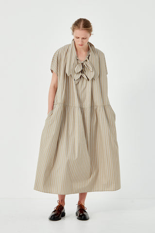 Drop Sleeve Painters Dress - Ecru/Blue
