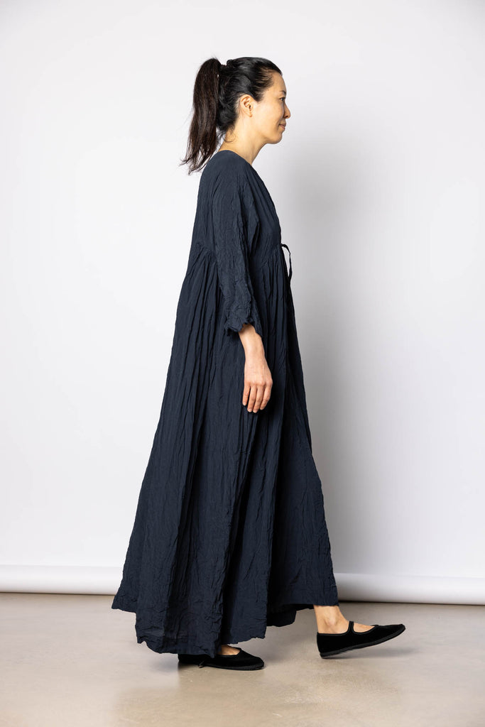 Crushed Silk Dress - Navy Blue