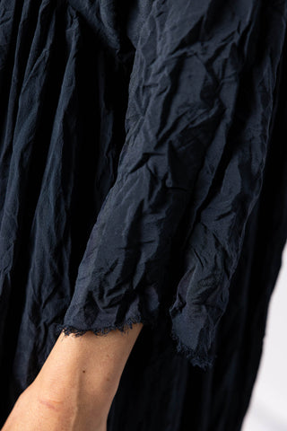 Crushed Silk Dress - Navy Blue