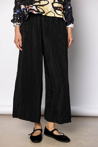 Crushed Silk Pigiama Pant - Black