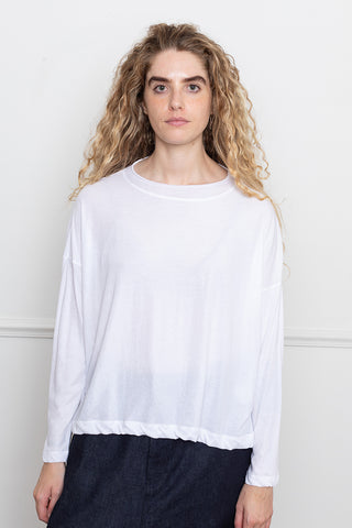 Curled Collar Long Sleeve T-Shirt - Off White