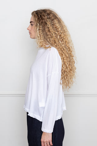 Curled Collar Long Sleeve T-Shirt - Off White