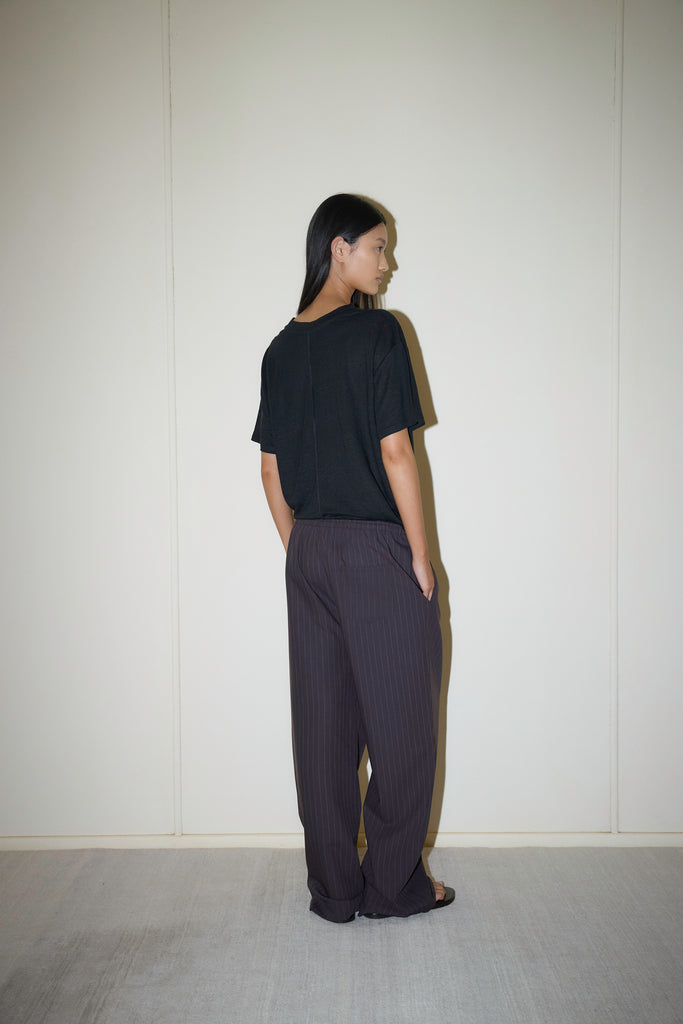 Drawcord Wool Pant - Licorice