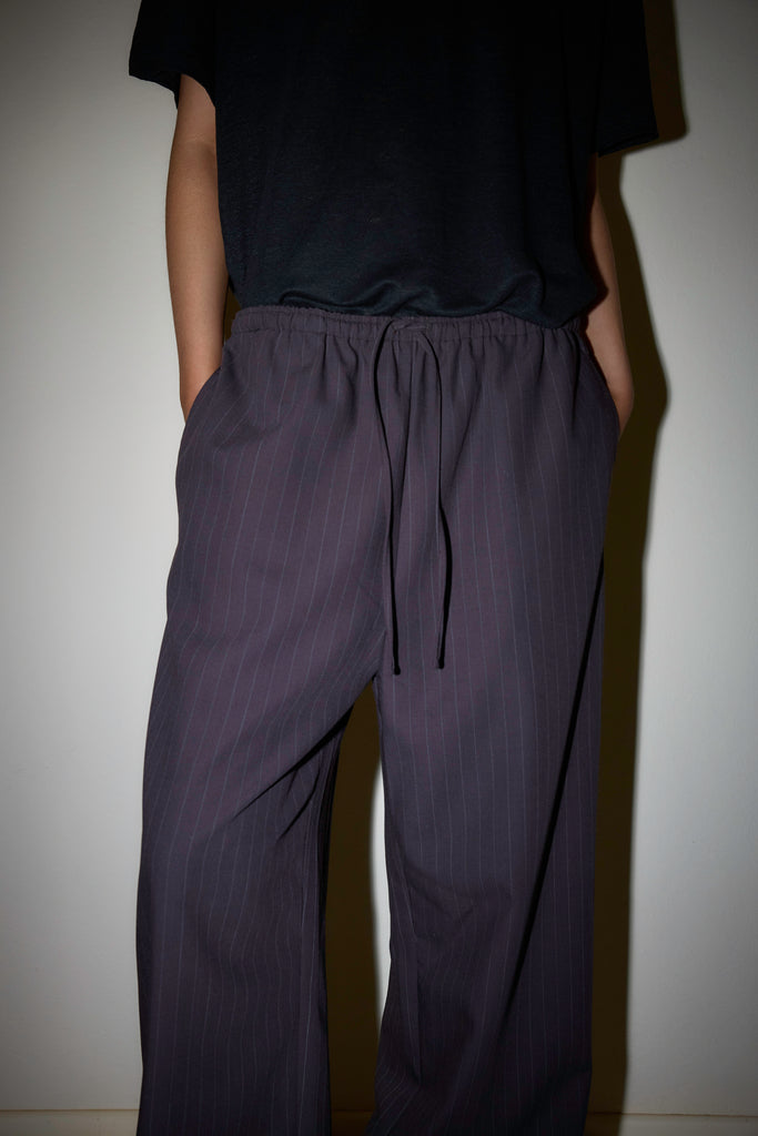 Drawcord Wool Pant - Licorice