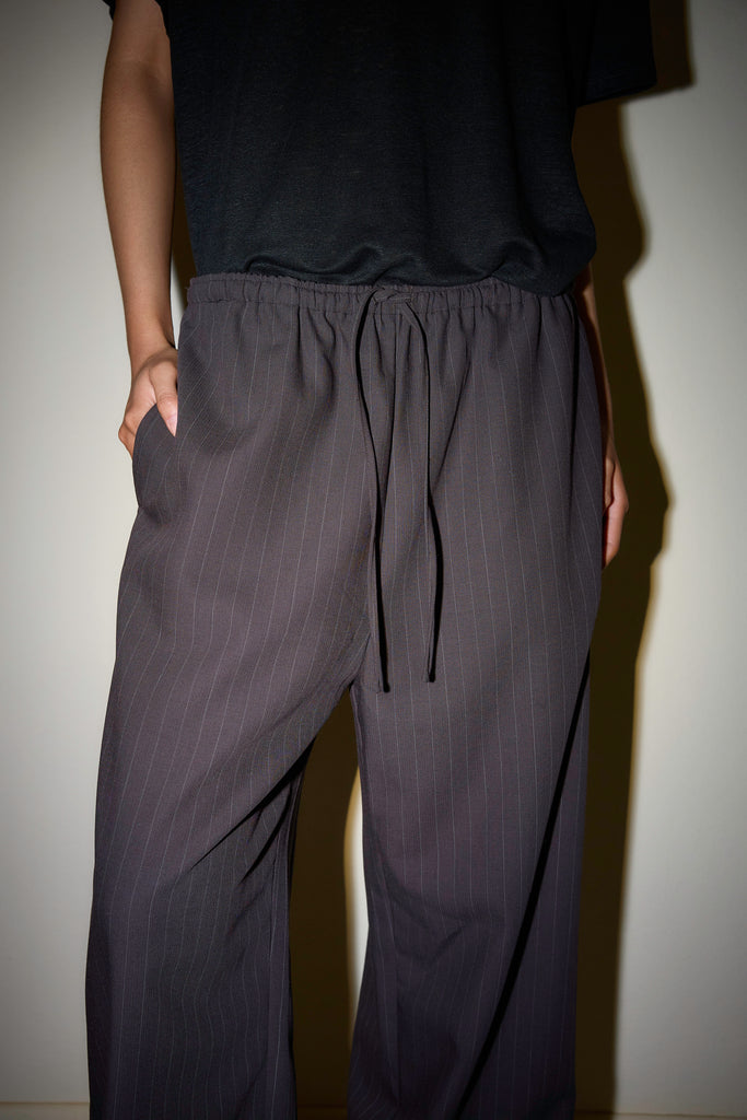 Drawcord Wool Pant - Licorice
