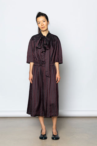 Dafino Striped Cupro Dress - Burgundy