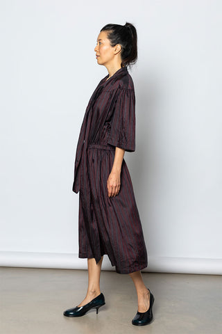 Dafino Striped Cupro Dress - Burgundy