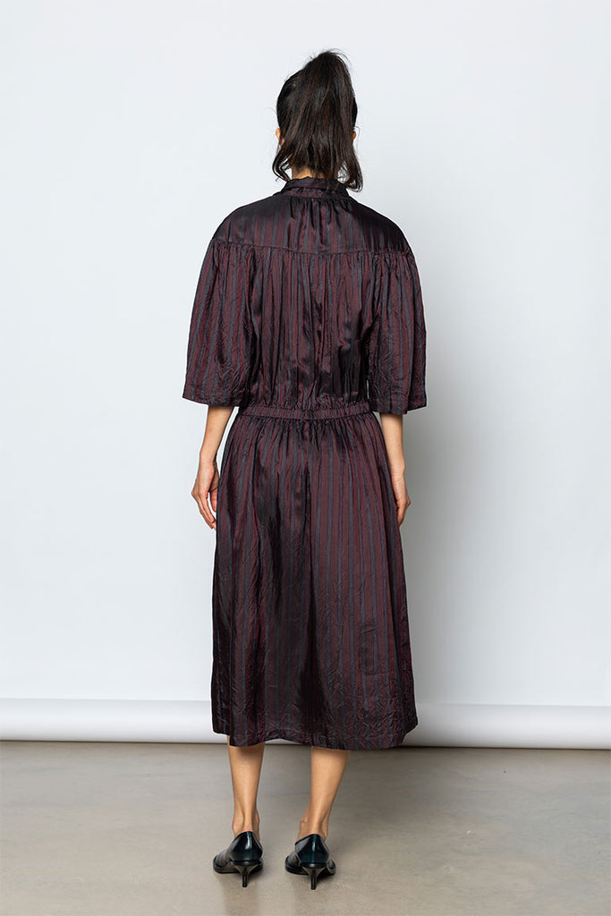 Dafino Striped Cupro Dress - Burgundy