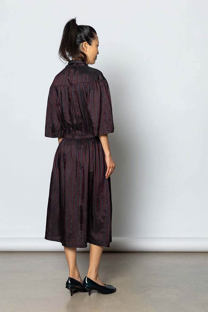 Dafino Striped Cupro Dress - Burgundy