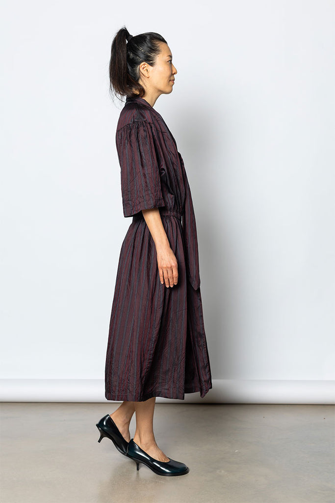 Dafino Striped Cupro Dress - Burgundy