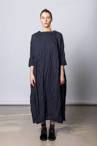 Daniela Gregis - Abito Dress Curcuma Lungo Collo Polo Lavato - Indigo Floral - Poepke, Sydney Australia