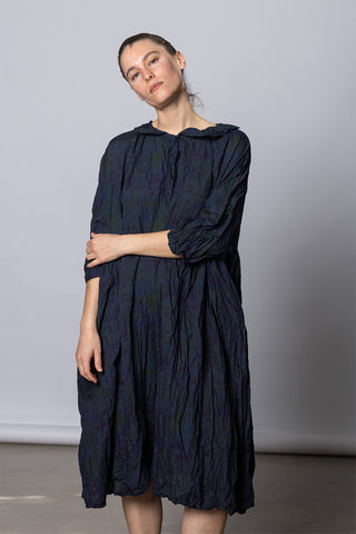 Daniela Gregis Abito Dress Curcuma Medio Collo Polo Lavato - Indigo Floral at Poepke, Sydney